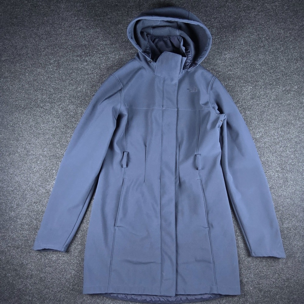 The North Face Apex Bionic Softshell Parka Jacket Blue Grey Hooded Women's SP